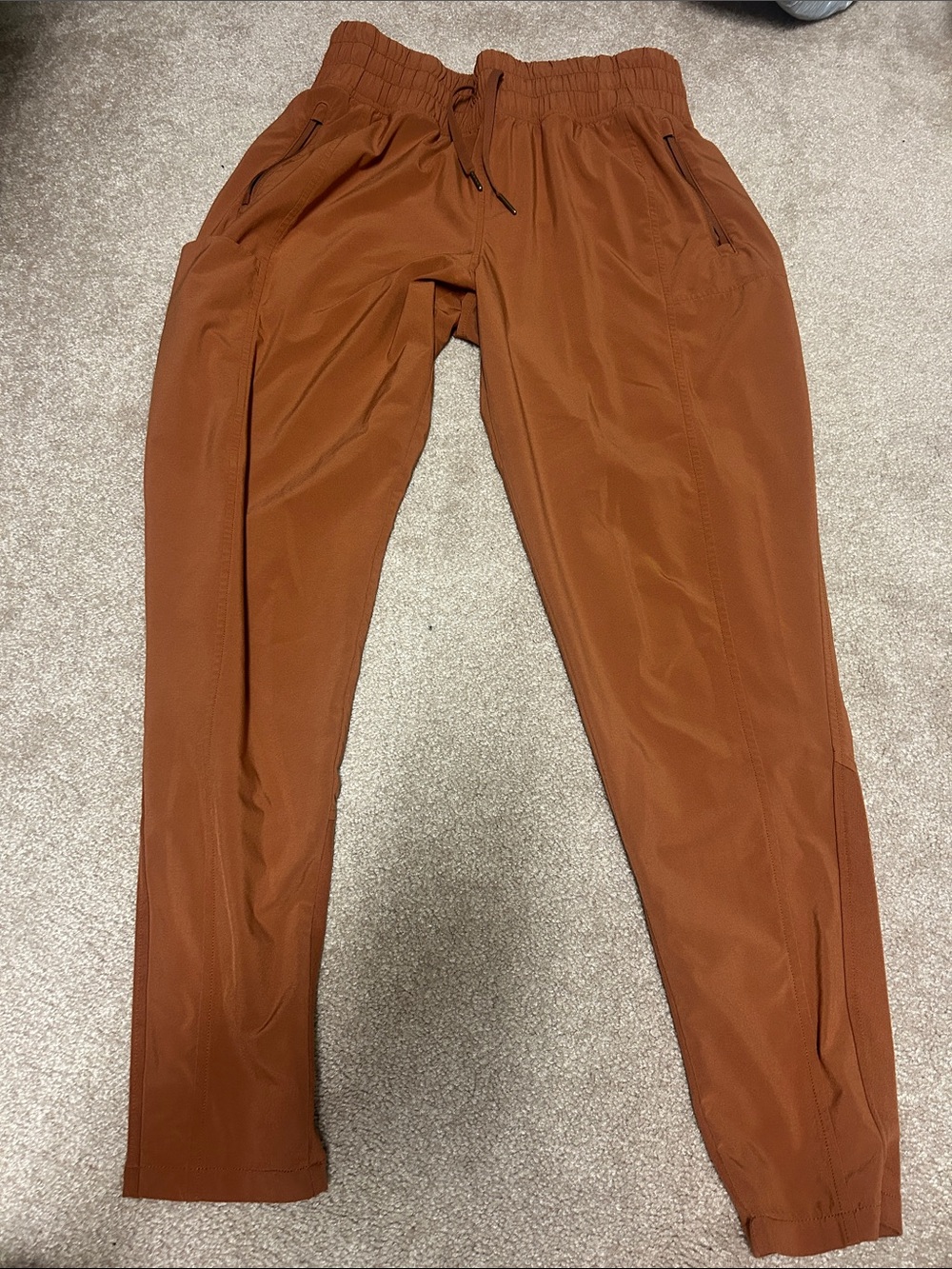 Women’s Rust Brown Jogger Pants - Casual Elastic Waist (burnt orange)